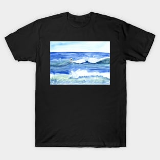 "Surfing" Watercolor on Yupo Paper T-Shirt